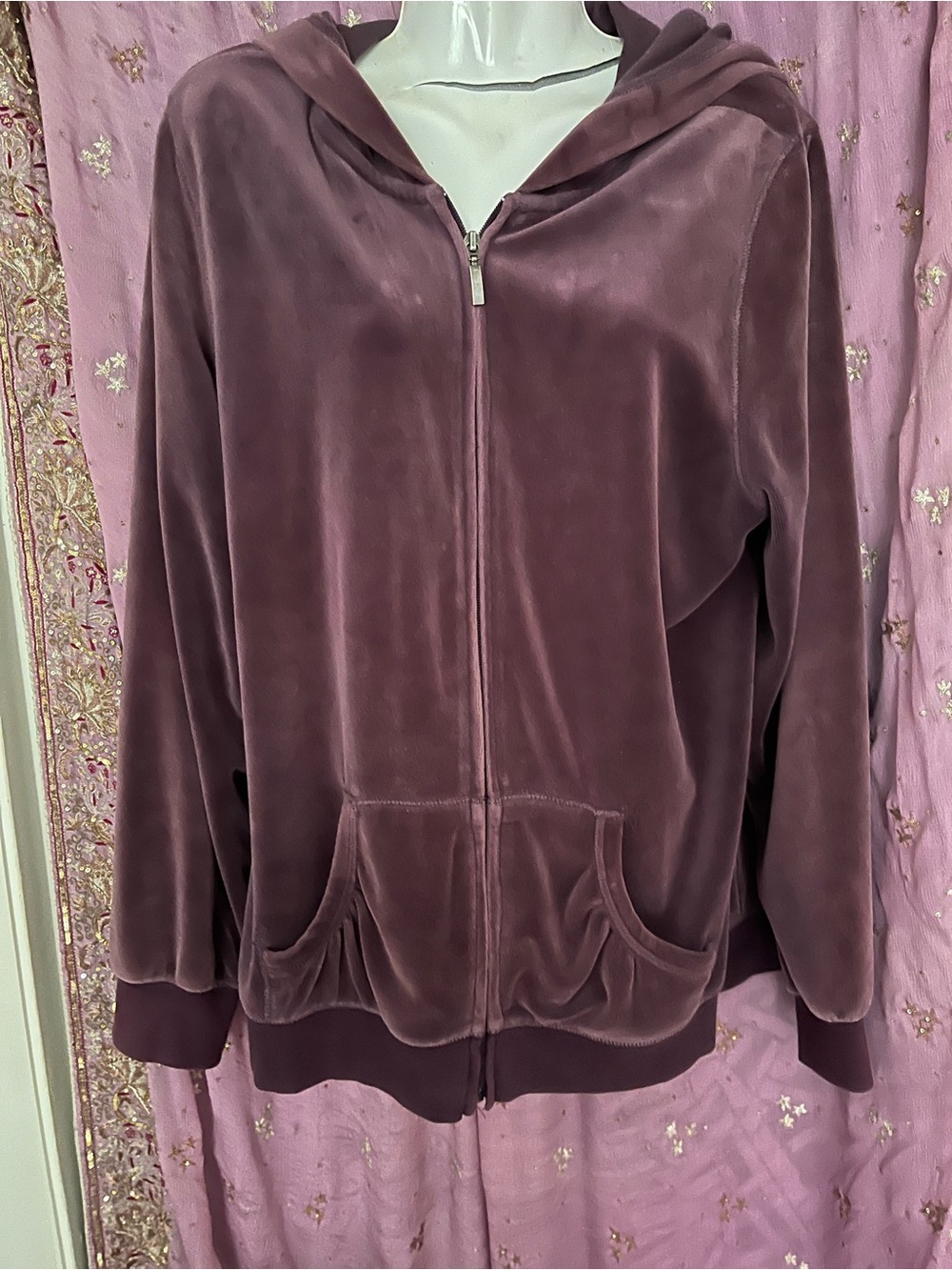 Plush Zip-Front Hooded Jacket in Mauve